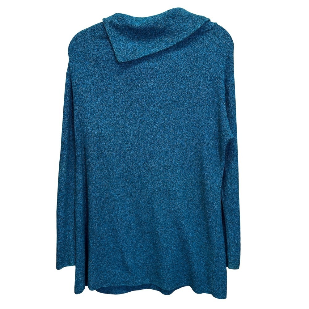 Margaret Winters Teal Black Textured Cowl Neck Pocket Tunic Top Size S - Picture 2 of 8
